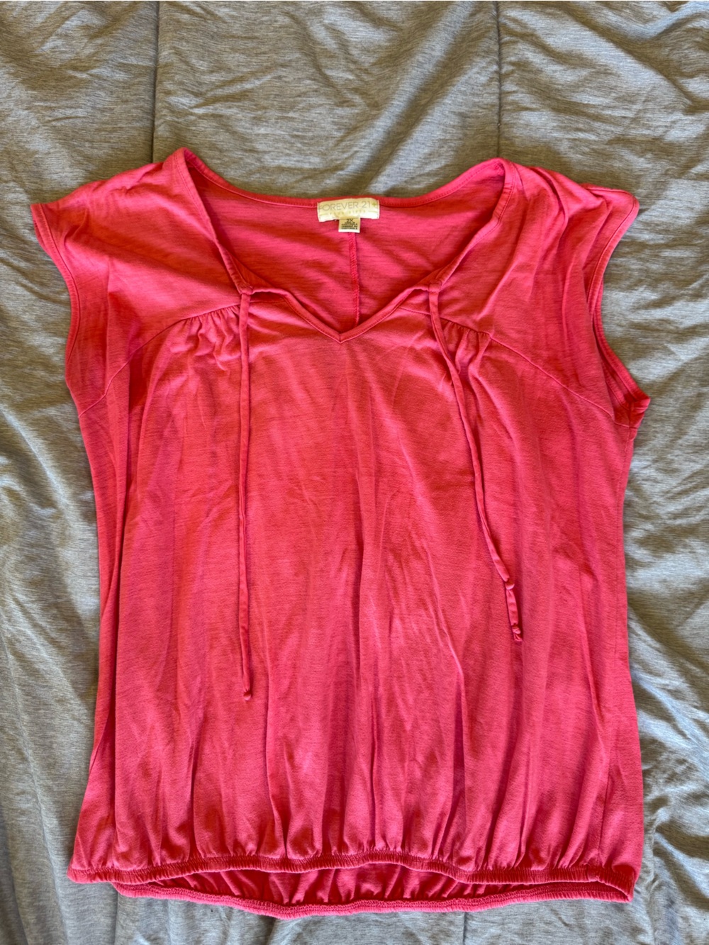 Forever 21 Pink Cap-Sleeve Gathered Hem Top
